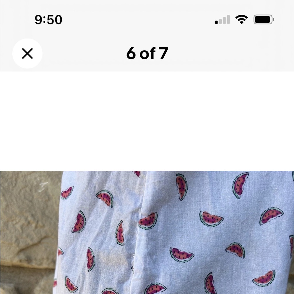 4th of July Womens Watermelon‎ Print Shirt Size M White Pink Button Front - Picture 5 of 6